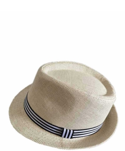 Fashion Straw Stripe Straps Panama Hat HBN-4420 IVORY